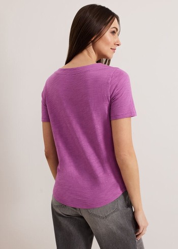 Phase Eight Elspeth V Neck T Shirts Purple Australia | RI2459368